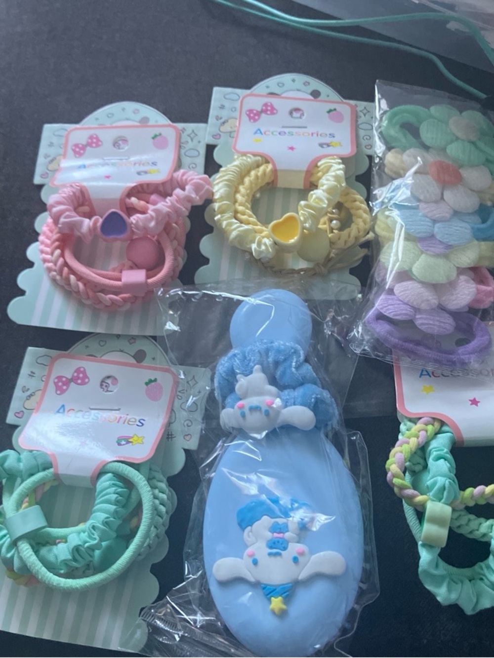 Bundle of 6 Pastel Kids Hair Accessory Set - Blue, Pink, Yellow, Mint